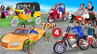 Double Decker Bike Wooden Car Saw Wheel Auto Top Vehicles Collection Hindi Kahaniya Moral Stories