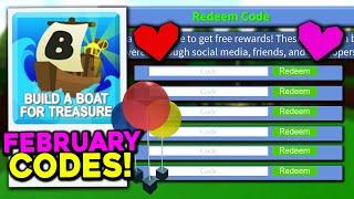 All FEBRUARY CODES!! (New Code) | Build a boat for Treasure ROBLOX