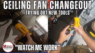 "Watch Me Work" Ceiling Fan Changeout with New Tools #maintenance #handyman #electrical #dewalt