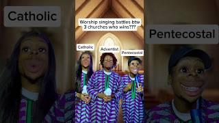 Singing battle between 3 churches.. who won ? #comedy #shorts