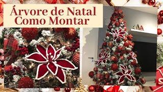 NATAL 2021 ÁRVORE DE NATAL NEVADA COM VERMELHO E BRANCO #natal2021 #decoraçãodenatal #arvoredenatal