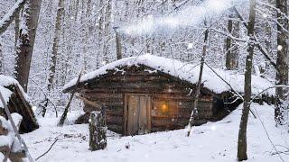 huge snowfall in biggest dugout , warm inside and cold winter outside , bushcraft