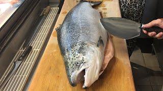 Salmon Cutting Skills 鮭魚切割技能   How to Cut a Salmon for Sashimi