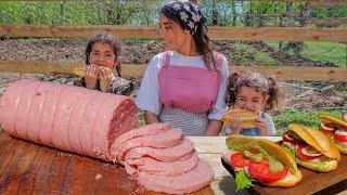 The Happy Life of a Young Family in a Mountain Village in Spring, Chicken Salami in a SPECİAL Way!
