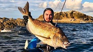 Kayak spearfishing big snapper with Quin from @kaimachine2290 + campfire lunch catch and cook!