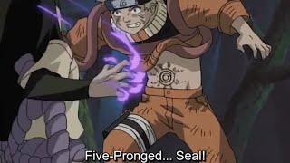 Naruto was defeated by Orochimaru by using the Five-Pronged Seal on the mark of the Nine-Tails!