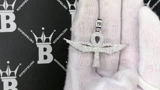 Ankh Cross with Wings CZ Hip Hop Bling Bling Pendant K22573R