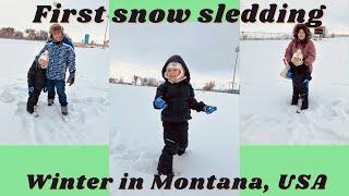 JB's First Snow Sledding Experience | Winter in Montana | EP 7 Maestra in Montana