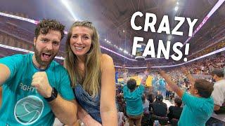 Americans WILD FIRST Experience at a Filipino Basketball Game ( and trying Jollibee )