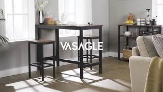 Industrial Style Bar Table with Stools, Kitchen Furniture, Home Improvement - VASAGLE - ULBT15X