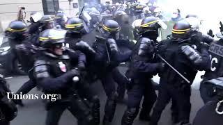 French riot police clash with protesting firefighters in Paris