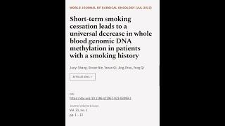 Short-term smoking cessation leads to a universal decrease in whole blood genomic DNA... | RTCL.TV