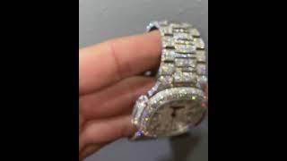 VVS Moissanite quality Fully Iced out Bustdown diamond watch 925 Silver