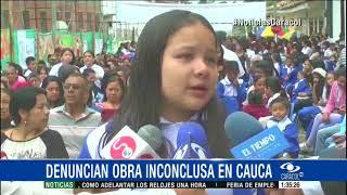 Comunidad protestó por obras inconclusas en colegio de Timbío en Cauca