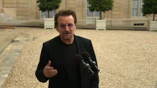 U2 frontman Bono meets French President for "ONE" NGO