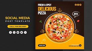 Food social media banner design for Freepik I Photoshop Tutorial