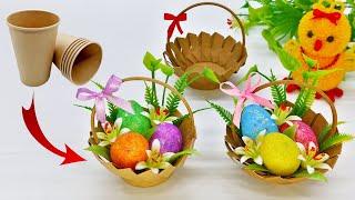 BASKET made of paper cup. EASTER décor in a couple of minutes! Easter Basket DIY