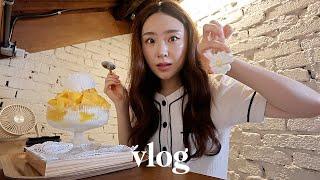 VLOG | brunch alone, korean summer dessert, daiso shopping, cafe hopping, cafe study, mukbang