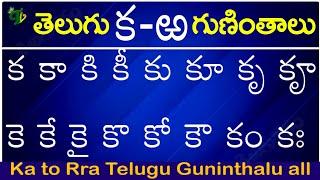 గుణింతాలు (క - ఱ) Telugu Guninthalu all from Ka to Rra | Telugu Varnamala Guninthalu క - ఱ