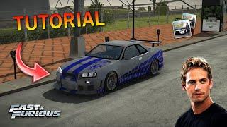 Paul walker r34 design tutorial car parking multiplayer