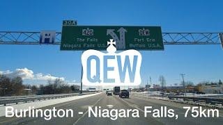 Driving QEW from Burlington to Niagara Falls (75 km)