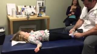 4 year old with Ankle problem getting adjusted by Dr. Rivera