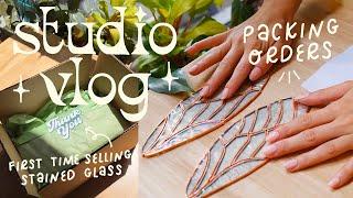 studio vlog  selling stained glass, packing orders & making new pieces