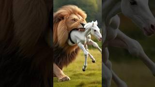 Lion attack on a baby horse  #lion #horse #babyanimals #weakanimals #helptheanimals #rescueanimals