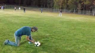 playing soccer with friends