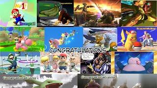 All Super Smash Bros Classic, Adventure, and All Star Mode Congratulations Screens