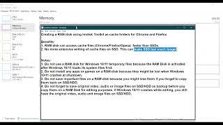 Using RAM Disk (Imdisk Toolkit) for web browsers and multimedia editors (Nov 2022)