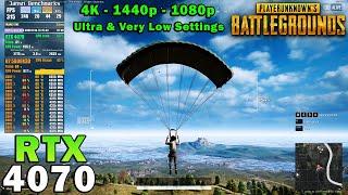 PUBG | RTX 4070 | Ryzen 7 5800X3D | 4K - 1440p - 1080p | Ultra & Very Low Settings