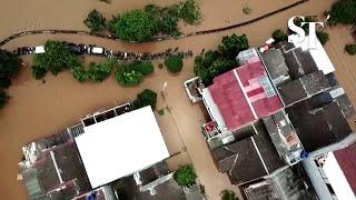 Drone footage of flood-hit Indonesian capital