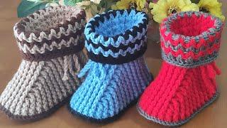 Botinha em crochê para bebês O a 1 ano crochet baby booties baby shoes crochet