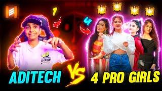 My Pro Girl Subscriber Challenge Me  आजा 1 vs 4 में !!  Intence Clash Battle - Garena Free Fire