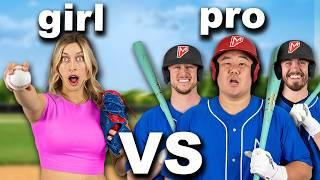 Is This Girl Better Than These Pros At Baseball?