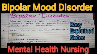 Notes Of Bipolar Mood Disorder in Mental Health Nursing (Psychiatric)  in Hindi.