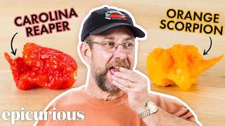 'Pepper X' Creator Ed Currie Tastes 10 Of The Hottest Peppers in the World | Epicurious