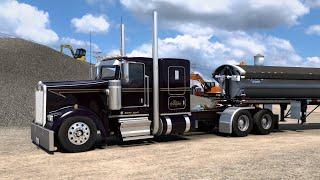 Hauling Heavy Stone - (Custom Side Dump Trailer) - Kenworth W900L - American Truck Simulator