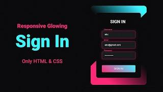 2025 Glowing Sign In Page Tutorial: Responsive HTML CSS Design | Neon Effects | MZCode01 #loginform