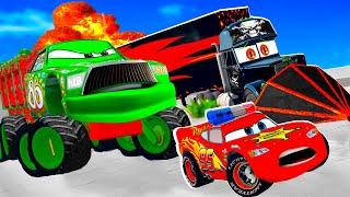 Lightning McQueen and MATER vs MACK CRAZY TRUCK  Pixar cars  in  BeamNG.drive