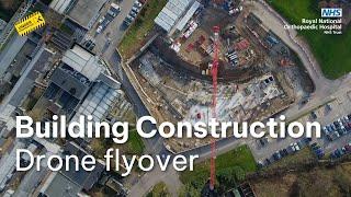 Drone view of the crane over RNOH’s Stanmore Building construction March 2017