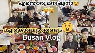 Busan vlog | Trying Raw shrimp and crab    #IndianKoreanCouple