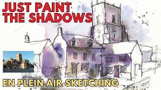 Painting just the shadows - Urban Sketching Tutorial