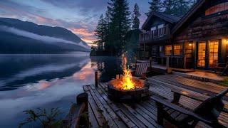 Cozy evening on the pier of the forest lake ASMR  Rest, tranquility, nature