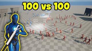 Lyra 100 vs 100 AI BATTLE - Unreal Engine 5