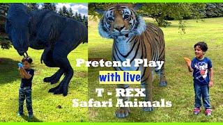 Arko Pretend Play-Fun n Learn about Dinosaur (T Rex) and Safari Animals |Google 3D Animals (Part 1)