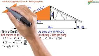 Tình chiều dài cánh kèo, chiều cao và độ dốc mái