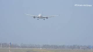 CROSSWIND landing Kenya Airways Boeing 787 at Schiphol Airport