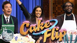Cake Flip with Padma Lakshmi | The Tonight Show Starring Jimmy Fallon